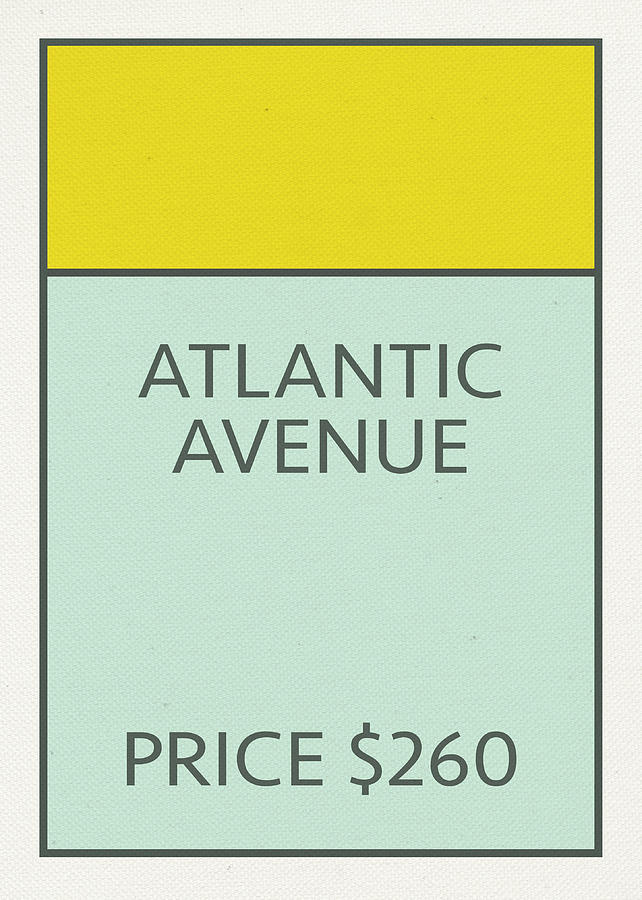 Vintage Mixed Media - Atlantic Avenue Vintage Retro Monopoly Board Game Card by Design Turnpike