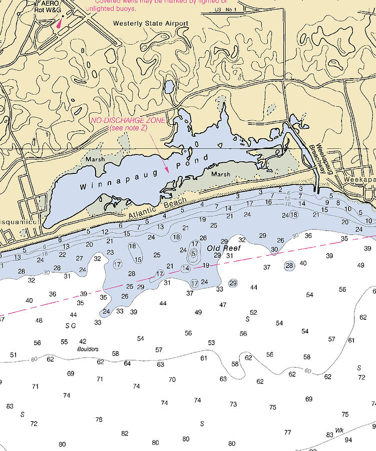 Atlantic Beach -rhode Island Nautical Chart _v2 Mixed Media by Bret ...