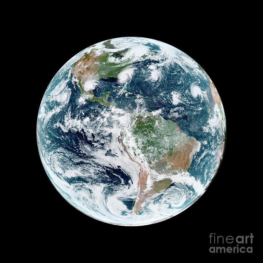 Ball Photograph - Atlantic Hurricanes In September 2019 by Nasa Earth Observatory/noaa/nesdis/science Photo Library