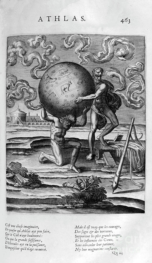 Atlas, 1615. Artist Leonard Gaultier Drawing by Print Collector