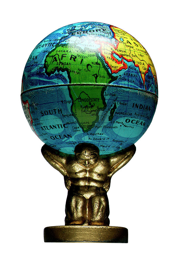 Vintage Drawing - Atlas Holding Up The World by CSA Images