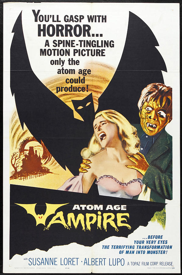 Atom Age Vampire - 1960 - Vintage Movie Poster Digital Art by Old Vintique