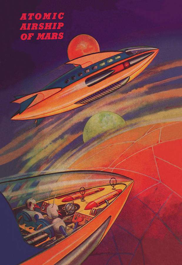 Atomic Airships of Mars Painting by Malcolm Hadden Smith