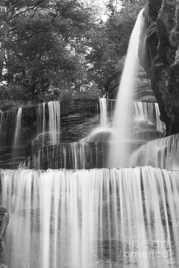 Atop Indian Cliff Falls Grayscale Photograph by Jennifer White