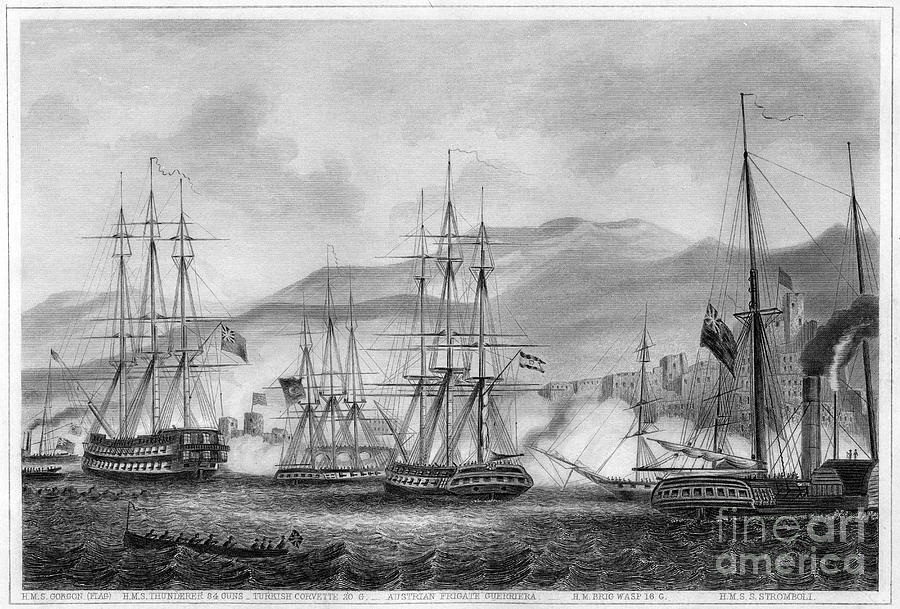 Attack On Sidon By Commodore Charles Drawing by Print Collector