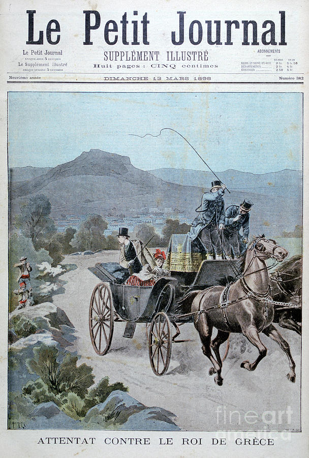 Transportation Drawing - Attempted Attack On The King Of Greece by Print Collector