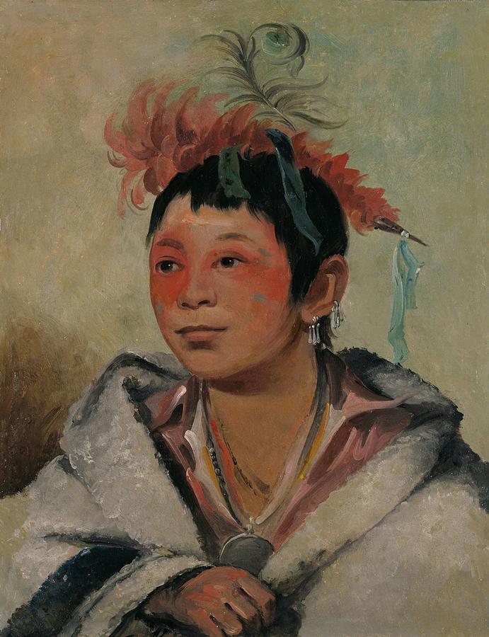 Vintage Painting - Au-nah-kwet-to-hau-pay-o, One Sitting In The Clouds, A Boy by George Catlin