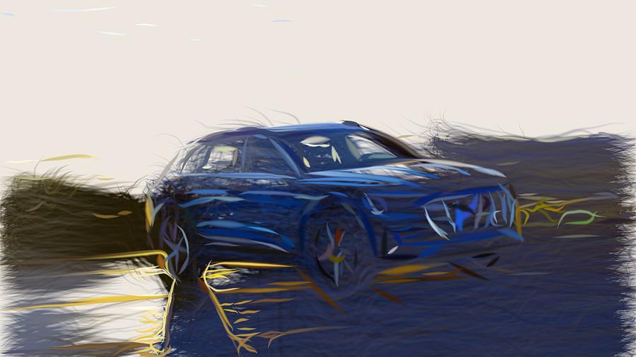 Audi E Tron Drawing Digital Art by CarsToon Concept