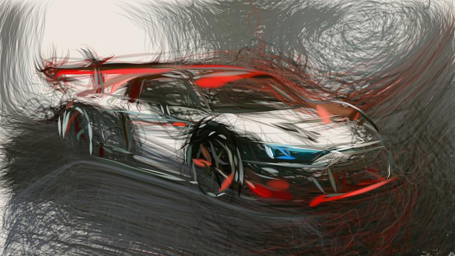 Audi R8 LMS GT3 Drawing Digital Art by CarsToon Concept