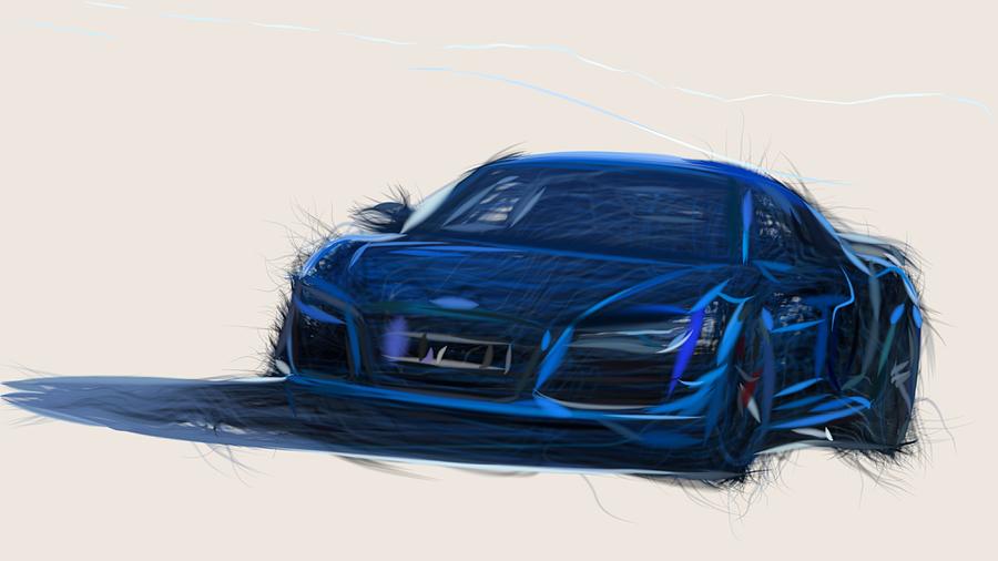 Audi R8 LMX Drawing Digital Art by CarsToon Concept