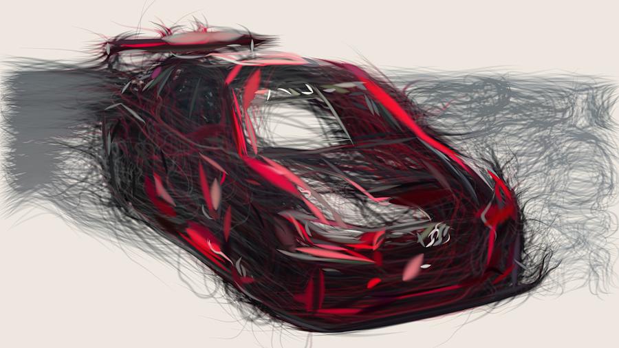 Audi RS3 LMS Racecar Drawing Digital Art by CarsToon Concept - Fine Art