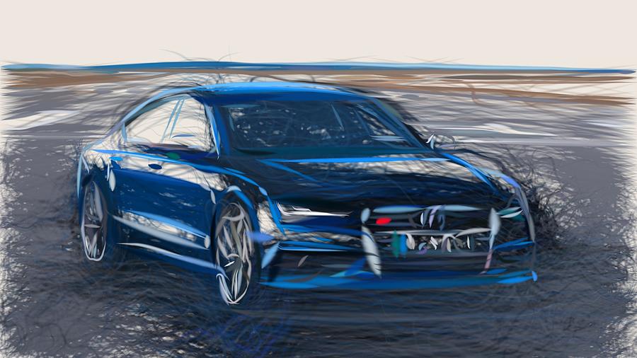Audi S7 Sportback Drawing Digital Art by CarsToon Concept