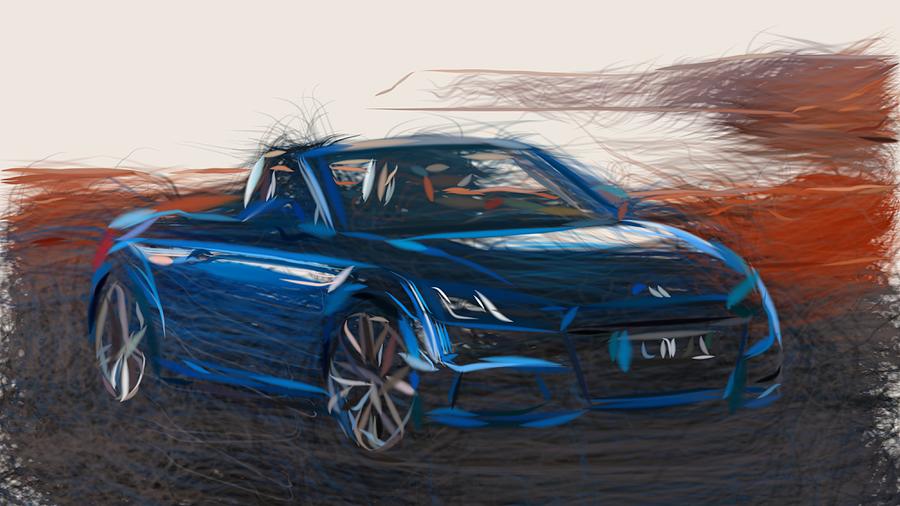 Audi TT Roadster Drawing Digital Art by CarsToon Concept