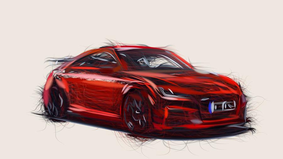 Audi TT RS Performance Parts Drawing Digital Art by CarsToon Concept
