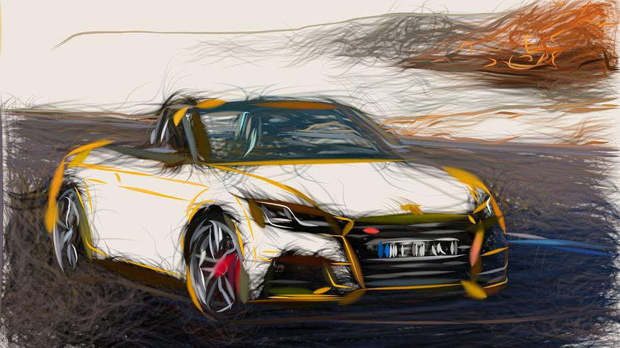 Audi TTS Roadster Drawing Digital Art by CarsToon Concept