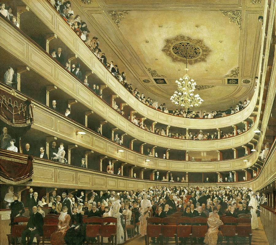 Auditorium in the Altes Burgtheater, the old Court Theatre, replaced by a new building in 1888. Painting by Gustav Klimt -1862-1918-