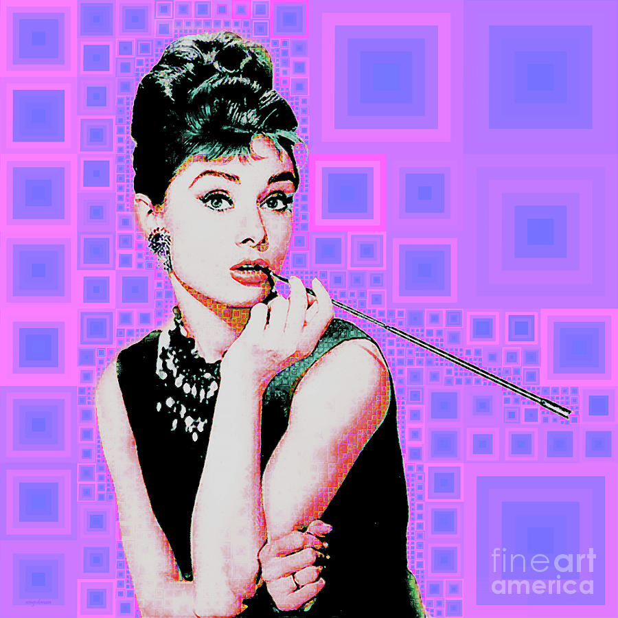 Audrey Hepburn Breakfast At Tiffanys in MCA Mid Century Abstract Squares 20190219 m100 Photograph by Wingsdomain Art and Photography