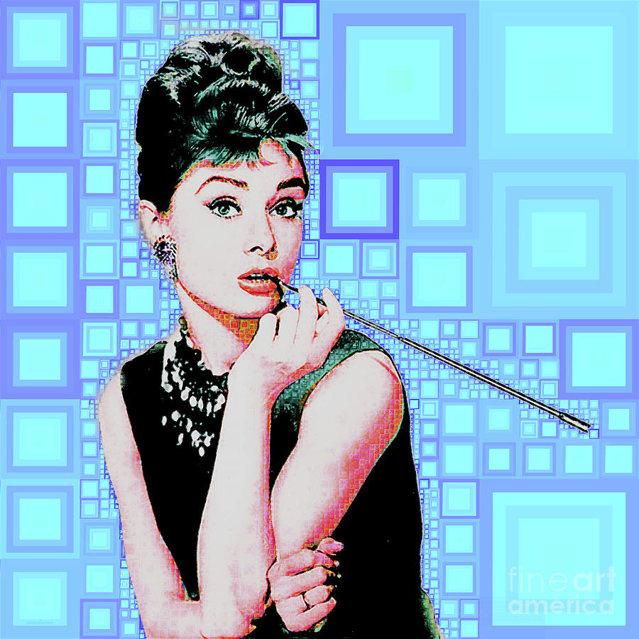Audrey Hepburn Breakfast At Tiffanys in MCA Mid Century Abstract Squares 20190219 m168 Photograph by Wingsdomain Art and Photography