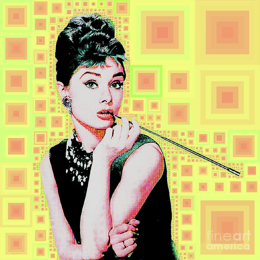 Audrey Hepburn Breakfast At Tiffanys in MCA Mid Century Abstract Squares 20190219 p41 Photograph by Wingsdomain Art and Photography