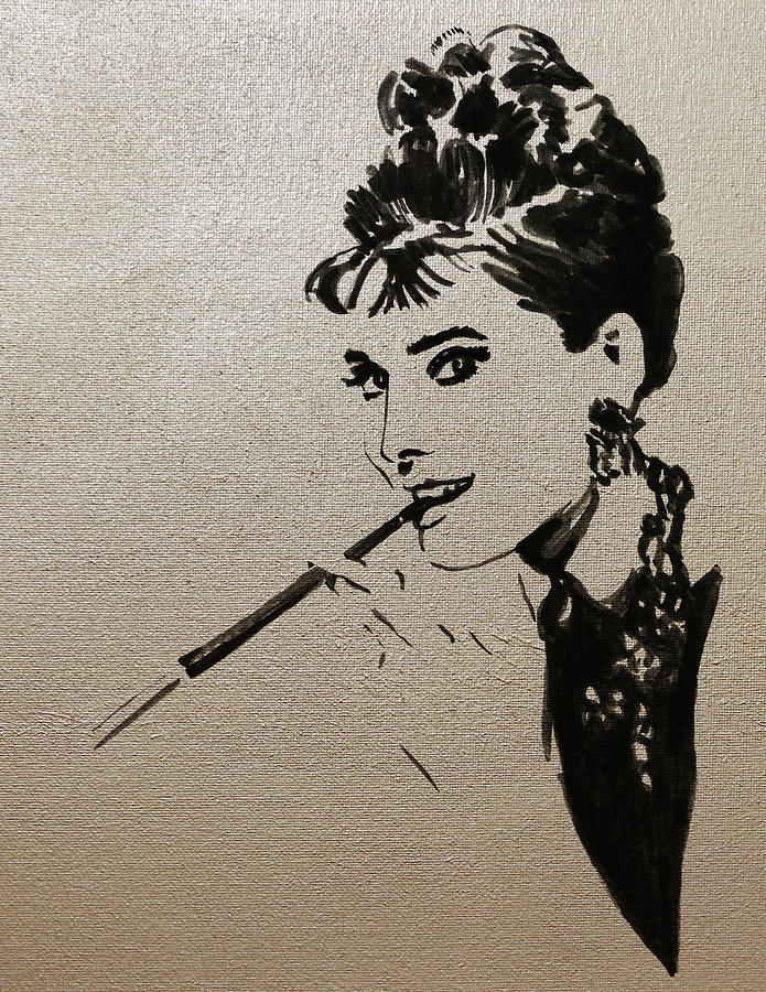 Audrey Hepburn. Gold Painting by Masha Batkova