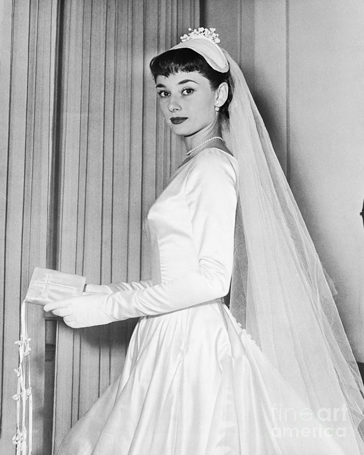 Audrey Hepburn In Her Wedding Gown Photograph by Bettmann