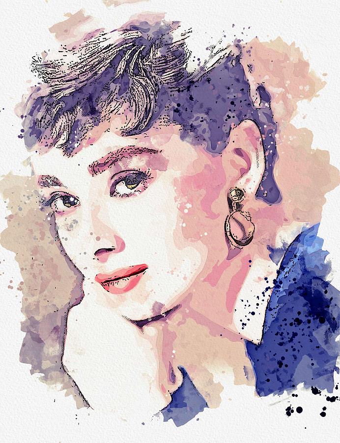 Audrey Hepburn watercolor by Ahmet Asar Painting by Celestial Images