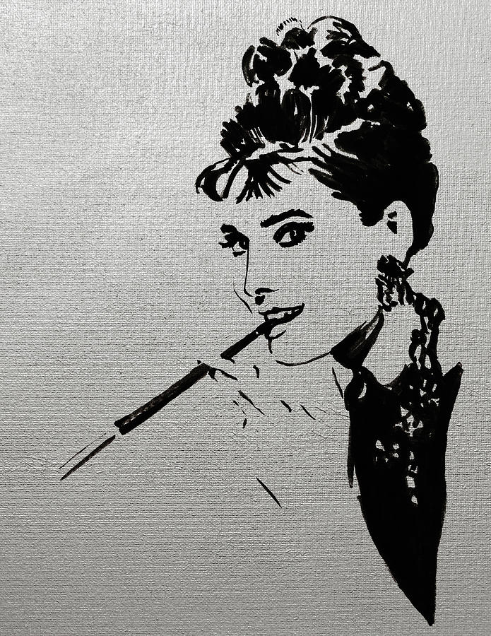 Audrey Hepburn. Silver Painting by Masha Batkova