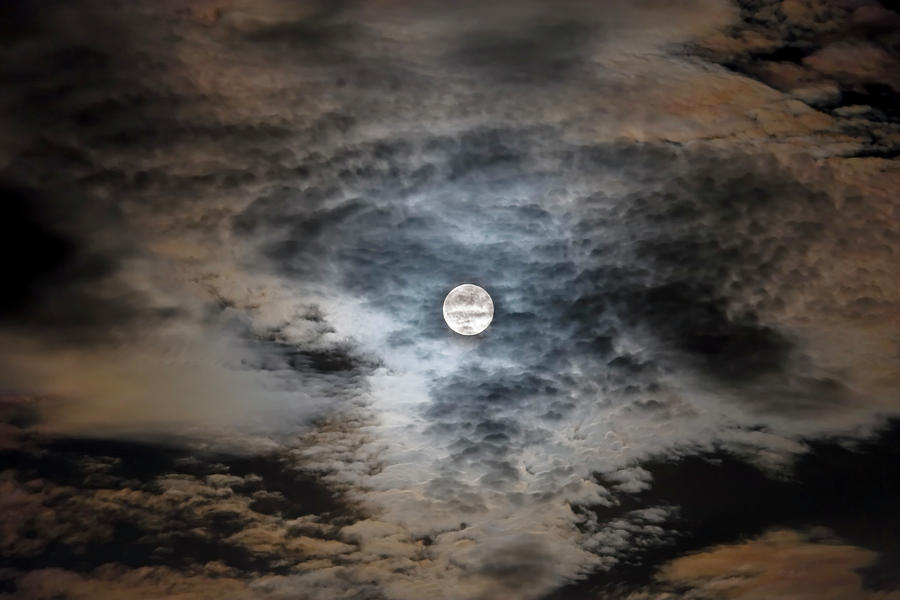 August 28, 2007 - Full Moon In Clouds Photograph by Alan Dyer/stocktrek Images