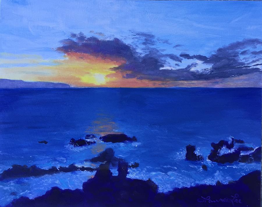Sunset Painting - September  Kona Sunset by Laura Drumwright