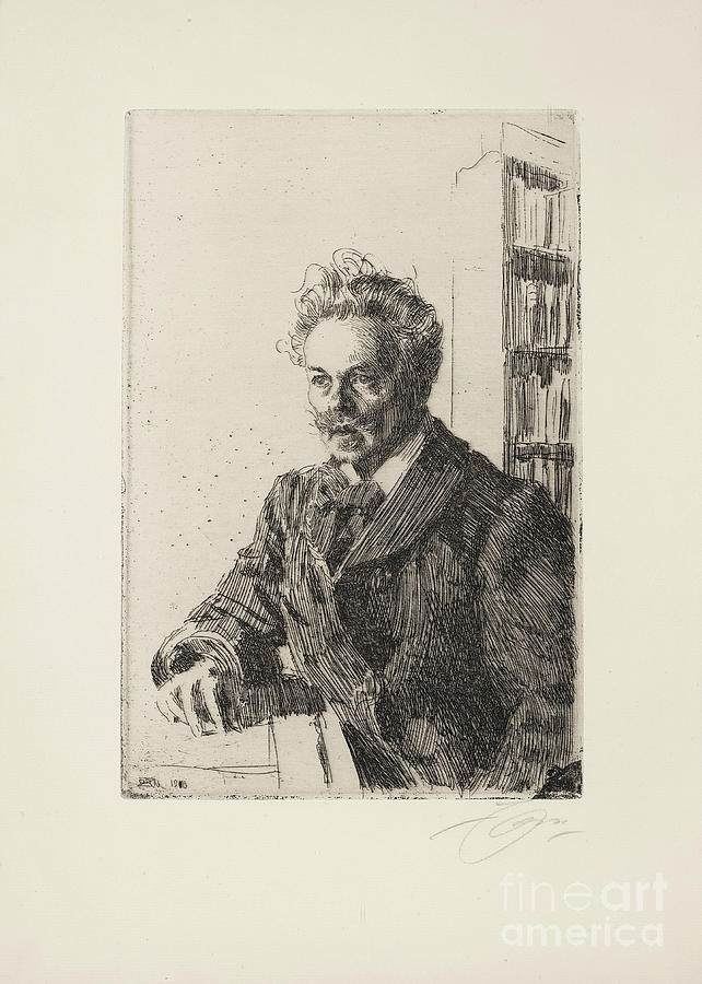 August Strindberg, 1910. From A Private Drawing by Heritage Images