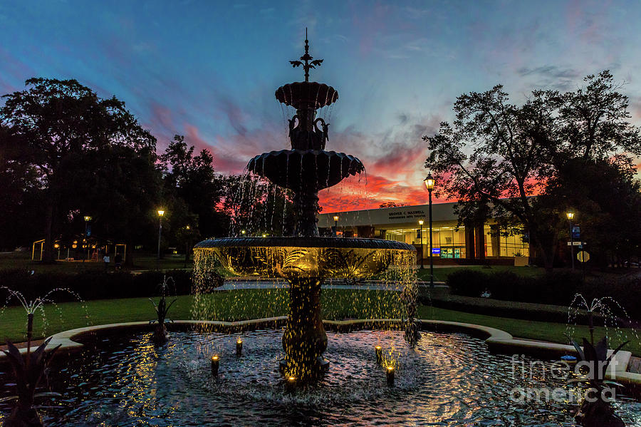 Augusta University Fountain Sunset GA Photograph by Sanjeev Singhal
