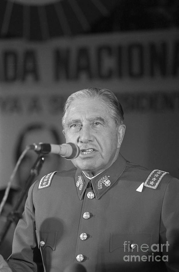 Augusto Pinochet At Microphone Photograph by Bettmann