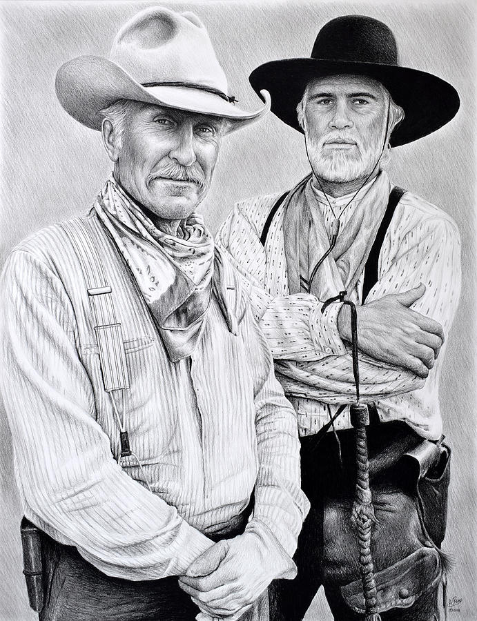 Robert Duvall Drawing - Augustus and Woodrow by Andrew Read
