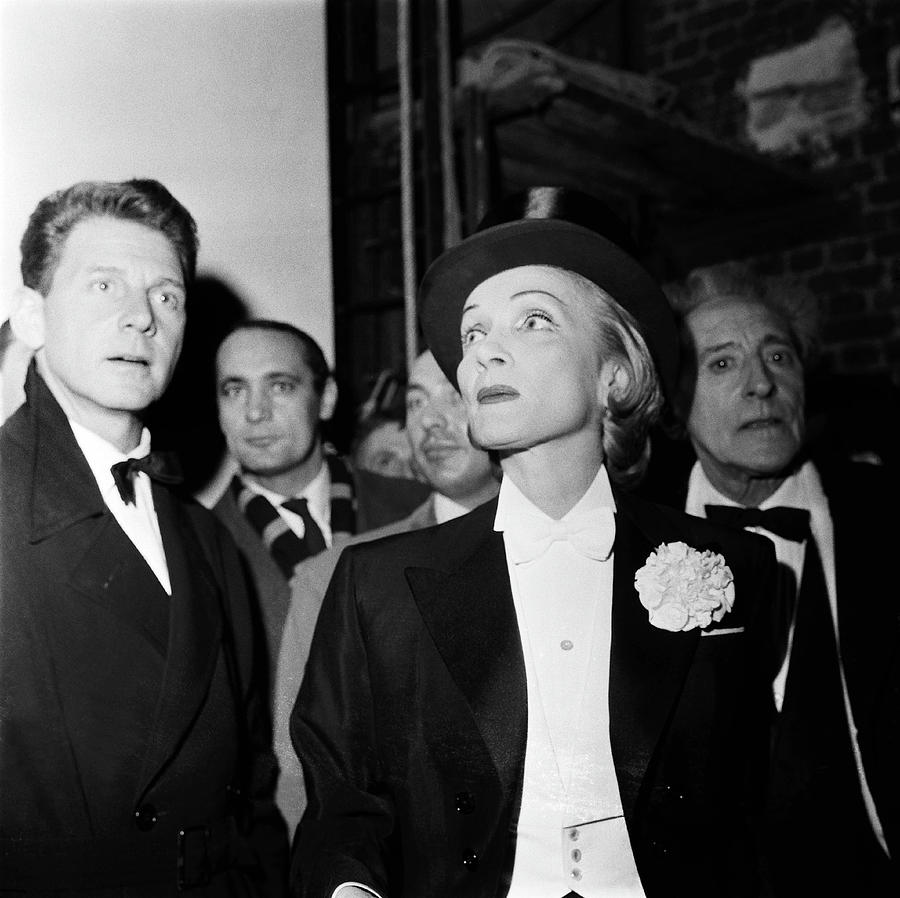 Marlene Dietrich Photograph - Aumont, Dietrich And Cocteau At The by Keystone-france