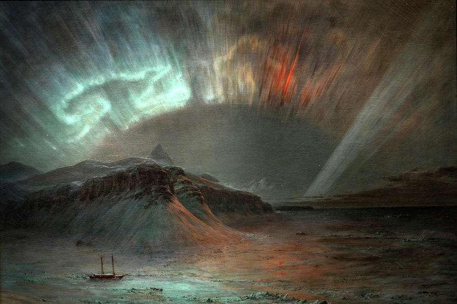 Aurora Borealis And Arctic Expedition Painting by Science Source