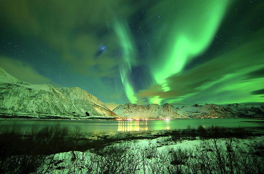 Aurora Borealis, Nordland, Norway Digital Art by Francesco Russo