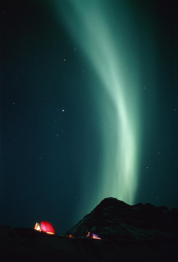 Aurora Borealis Over Campsite Photograph by Steven Nourse
