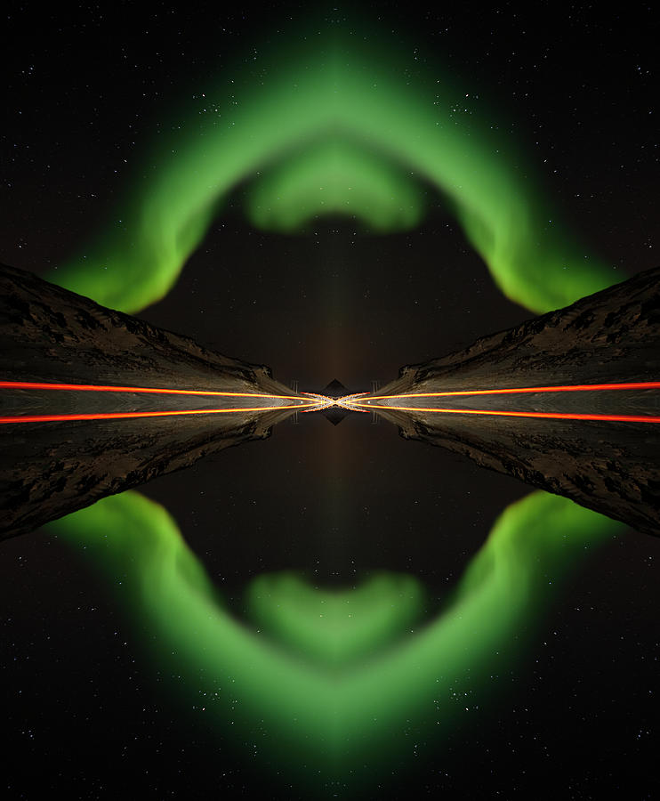 Aurora Borealis With Road, Mirror Image Photograph by Arctic-images