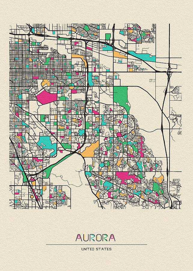 Aurora Colorado City Map Inspirowl Design 