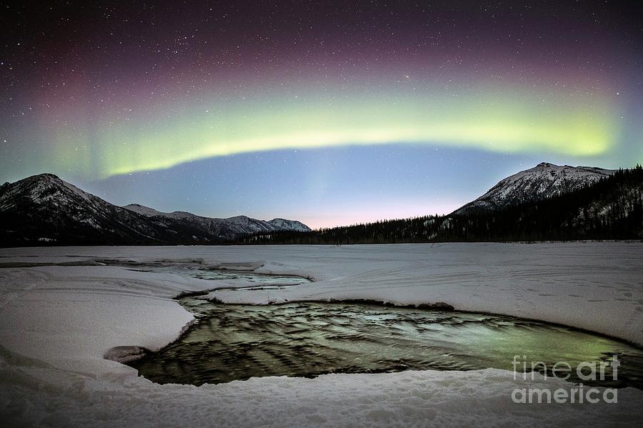 Aurora With Dawn Breaking Over A River Photograph by Chris Madeley/science Photo Library