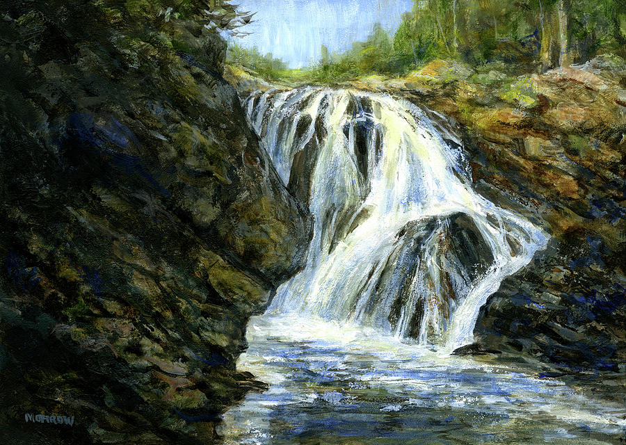Rural Scene Painting - Ausable Falls by John Morrow