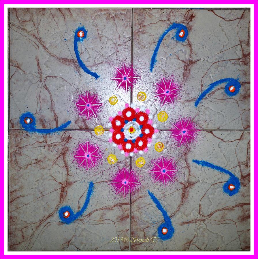 Auspicious Rangoli design Pastel by Sonali Gangane