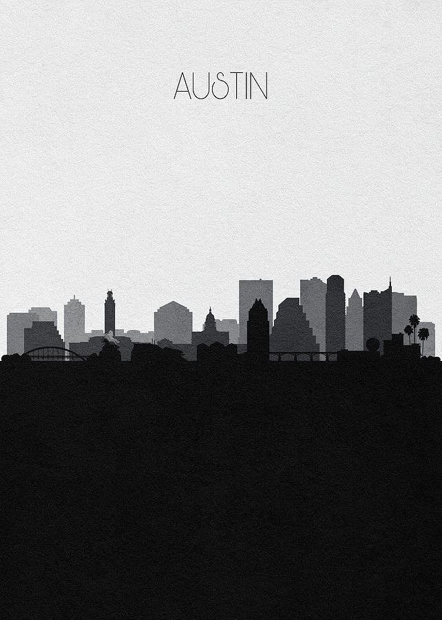 Austin Cityscape Art V2 Digital Art by Inspirowl Design