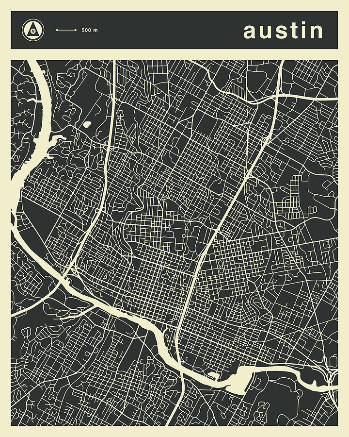 Austin Digital Art - Austin Map 3 by Jazzberry Blue