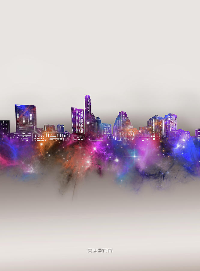 Austin Skyline Galaxy Digital Art