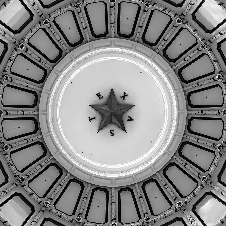 Austin Texas Capitol Dome And Lone Star - Monochrome Edition 1x1 Photograph