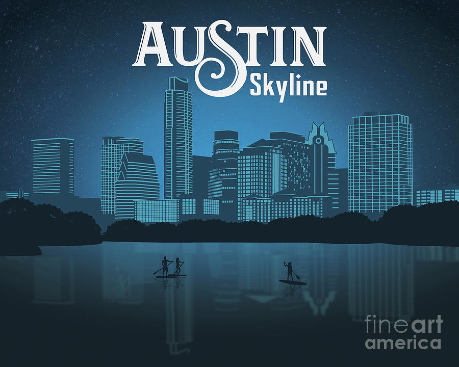 Austin Texas Skyline Digital Art - Austin Texas Skyline fine art print by Herronstock Prints