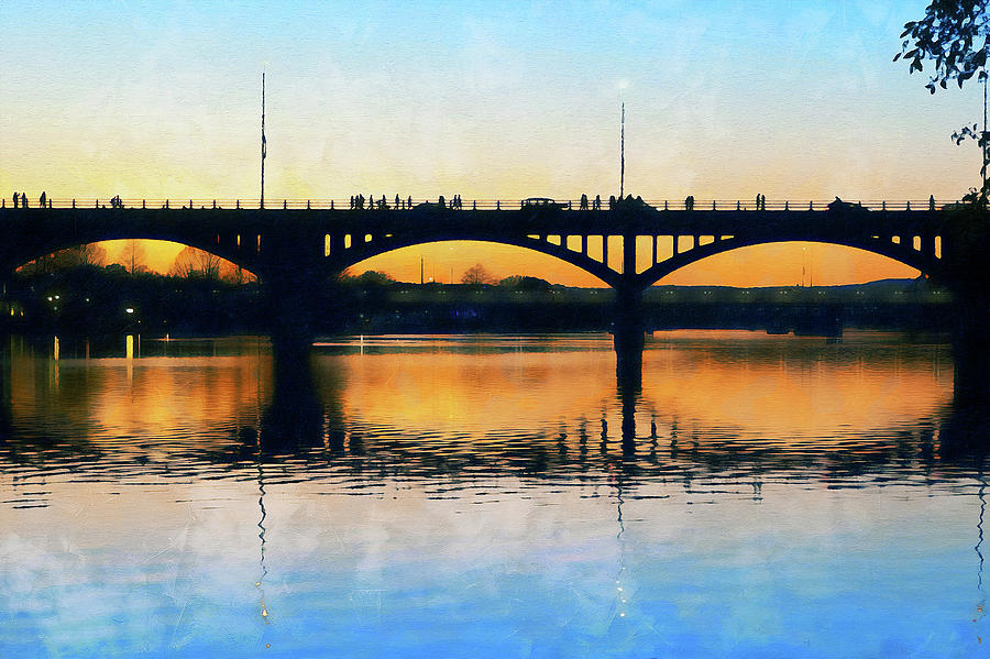 Austin, Texas Sunset Painting by AM FineArtPrints