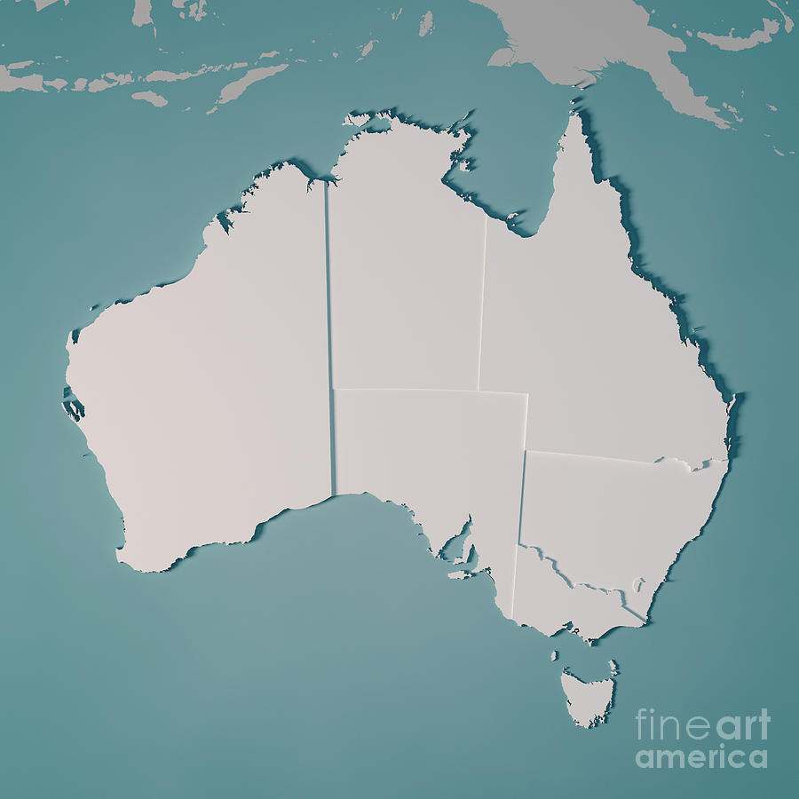 Map Digital Art - Australia Country Map Administrative Divisions 3D Render  by Frank Ramspott