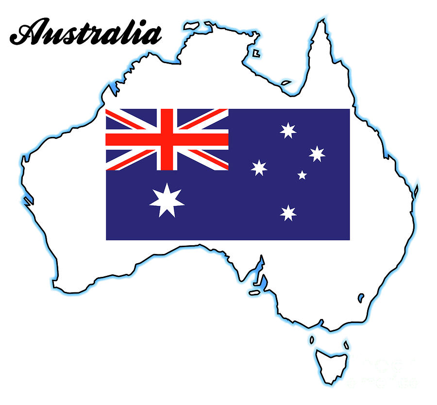 Australia Map and Flag Digital Art by Bigalbaloo Stock - Fine Art America